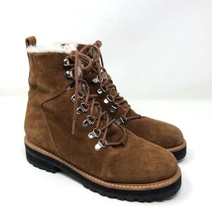 Sol Sana Harlan Suede Boot Womens 37 6 Beige Faux Fur Lined Cottagecore Winter